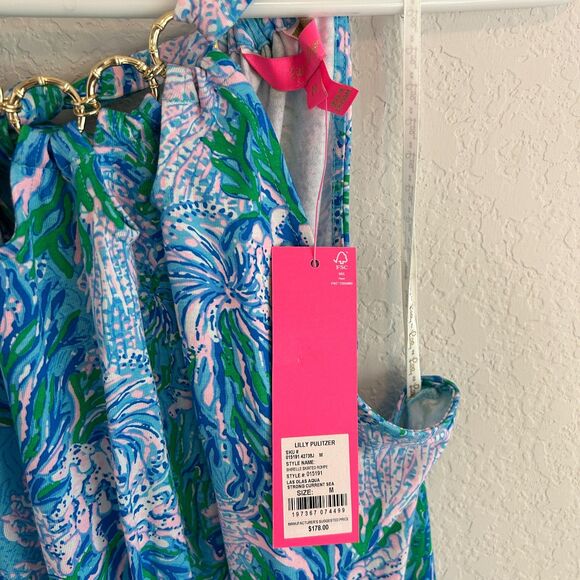 Lilly Pulitzer Shirelle Skirted Romper Strong Current Sea Sz M - Picture 8 of 9